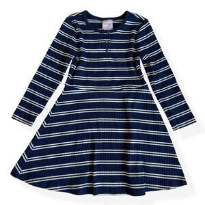 Hanna Andersson Navy Stripe Long Sleeve Fit & Flare Dress 100cm US 4